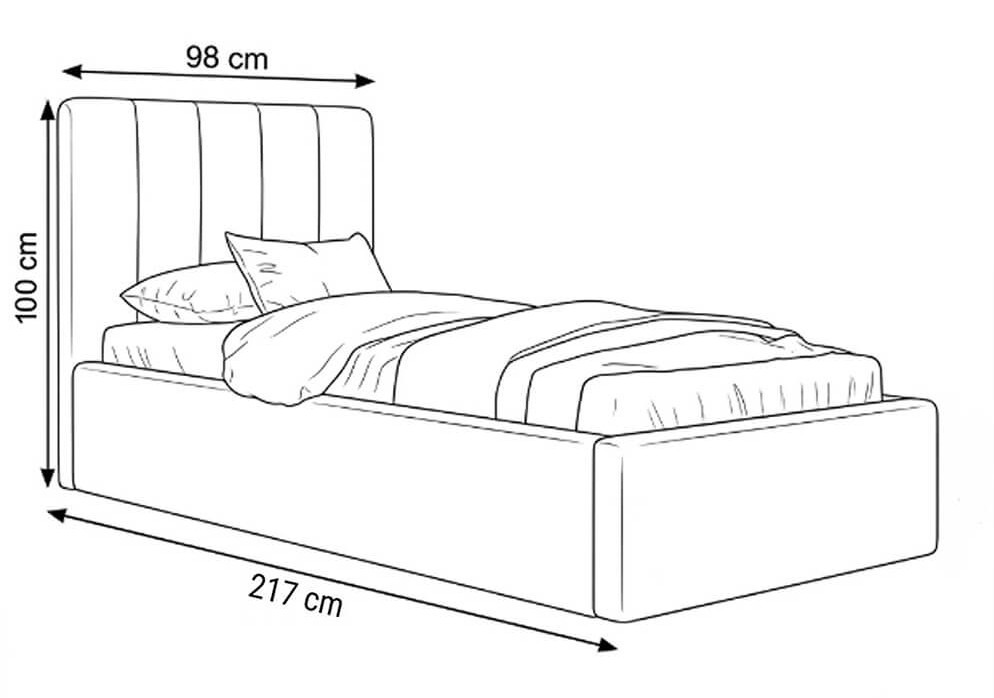 Wymiary łóżka tapicerowanego welurowego SFG0116B 90 × 200 cm