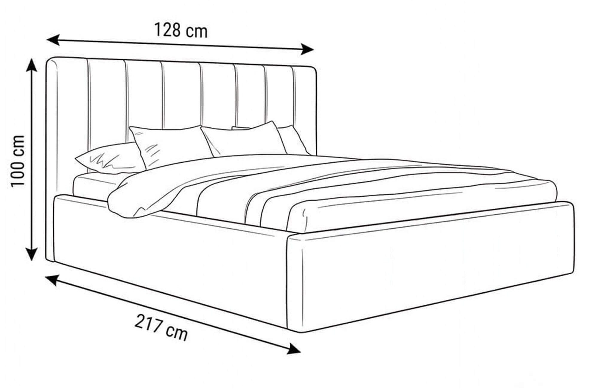 Wymiary łóżka tapicerowanego welurowego SFG0116B 120 × 200 cm