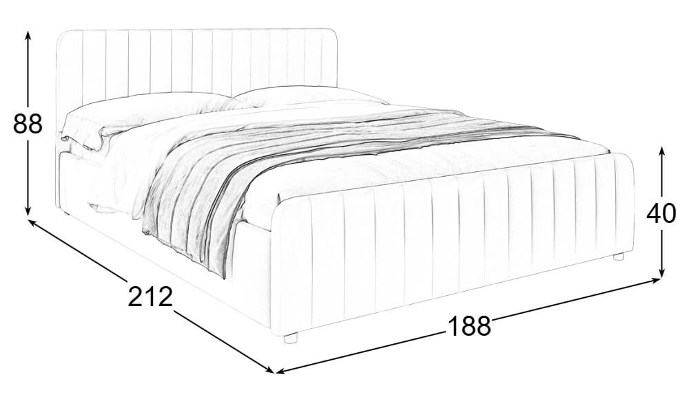 Wymiary łóżka tapicerowanego welurowego SFG0167 160 × 200 cm