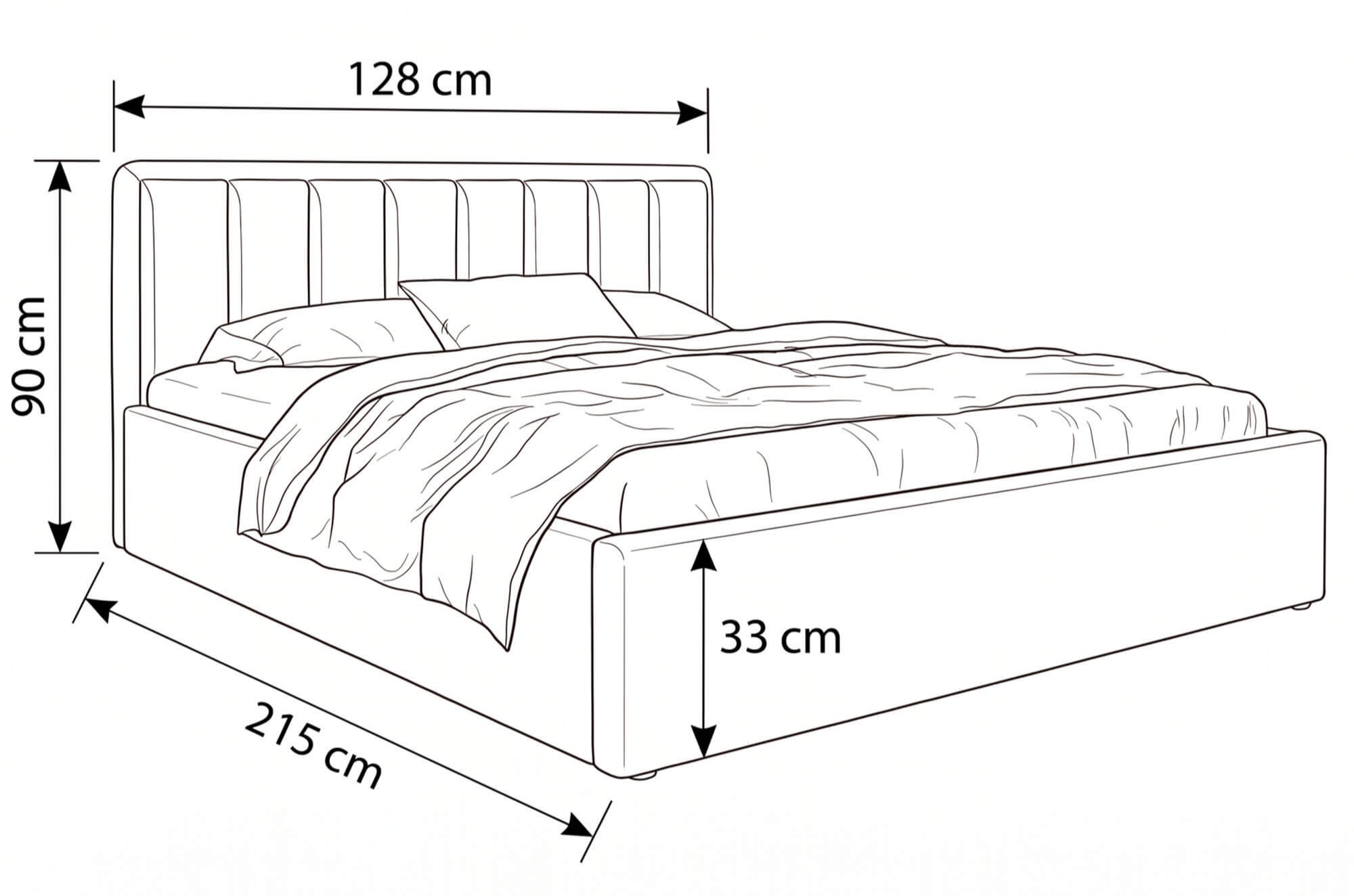 Wymiary łóżka tapicerowanego boucle SFG0143 120 × 200 cm
