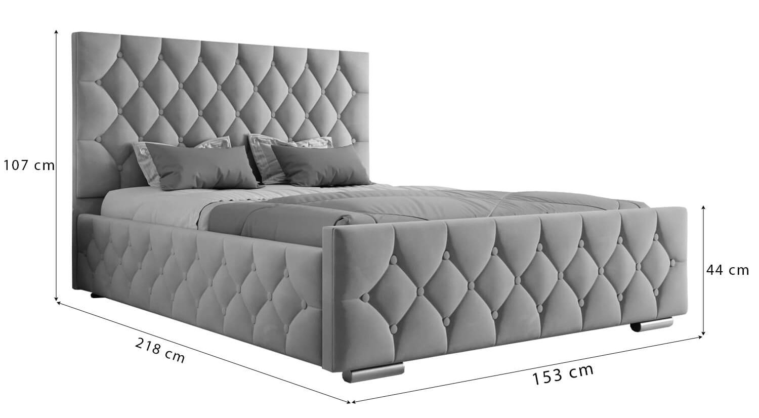 Wymiary łóżka tapicerowanego welurowego 4319G 140 × 200 cm