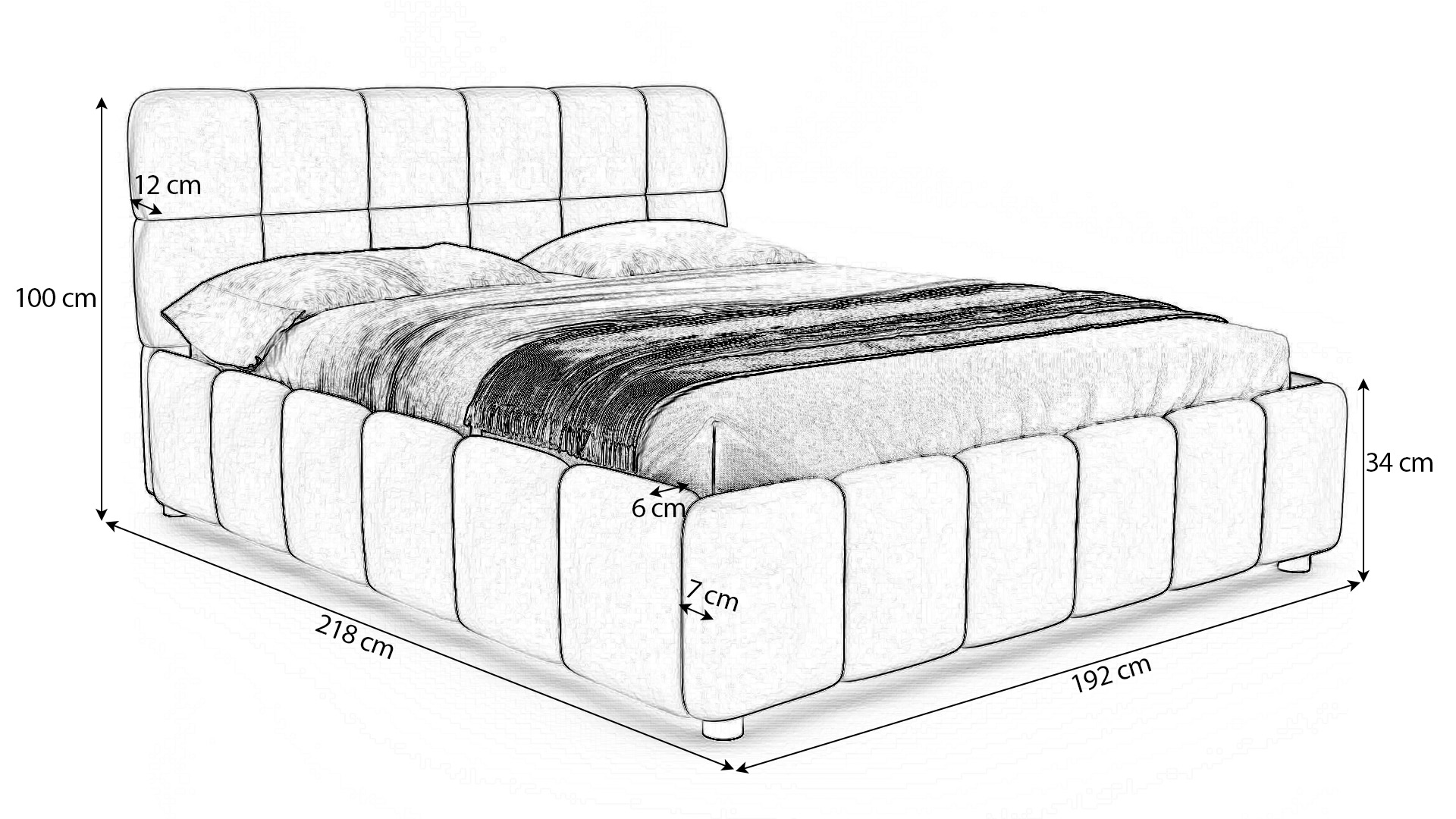 Łóżko tapicerowane 4794 Boucle Białe