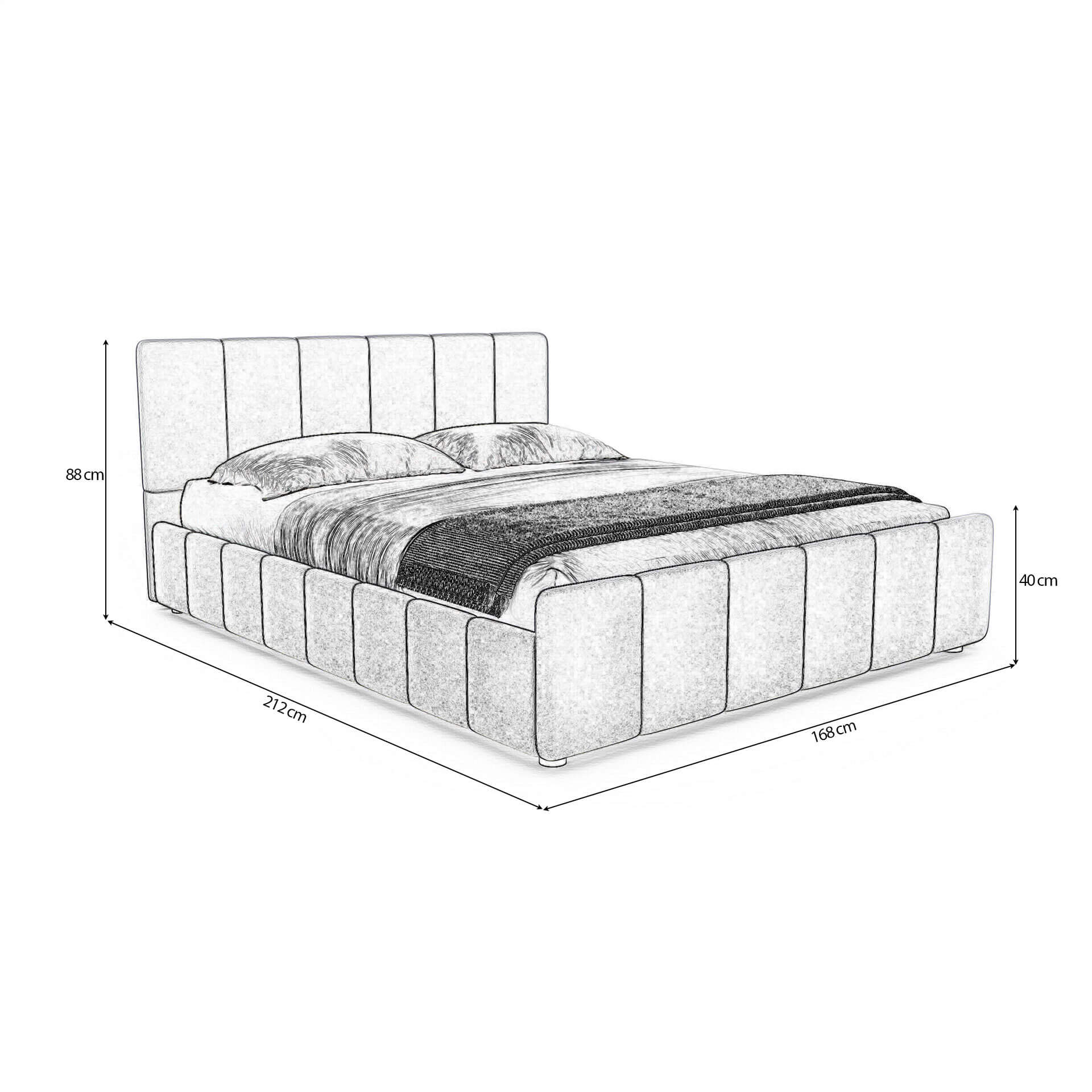Wymiary łóżka tapicerowanego welurowego SFG0166 160 × 200 cm