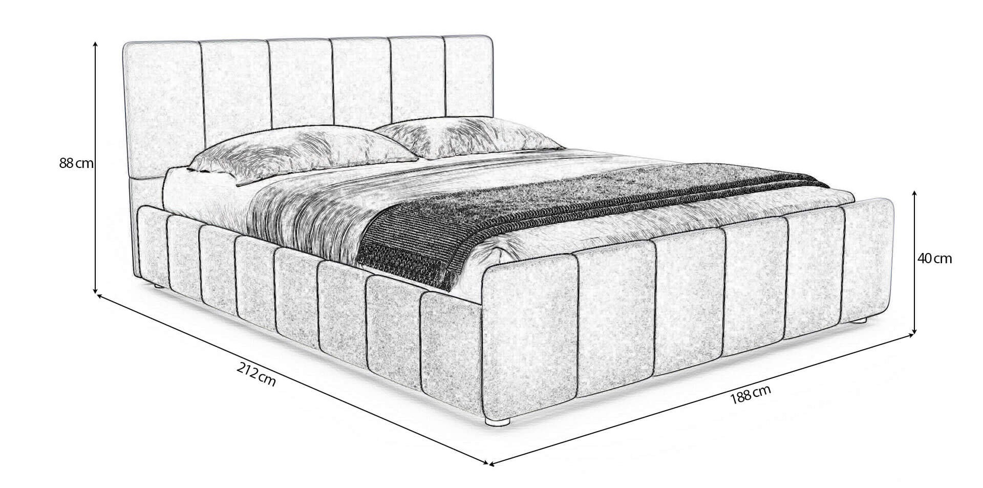 Wymiary łóżka tapicerowanego SFG0166 180 × 200 cm