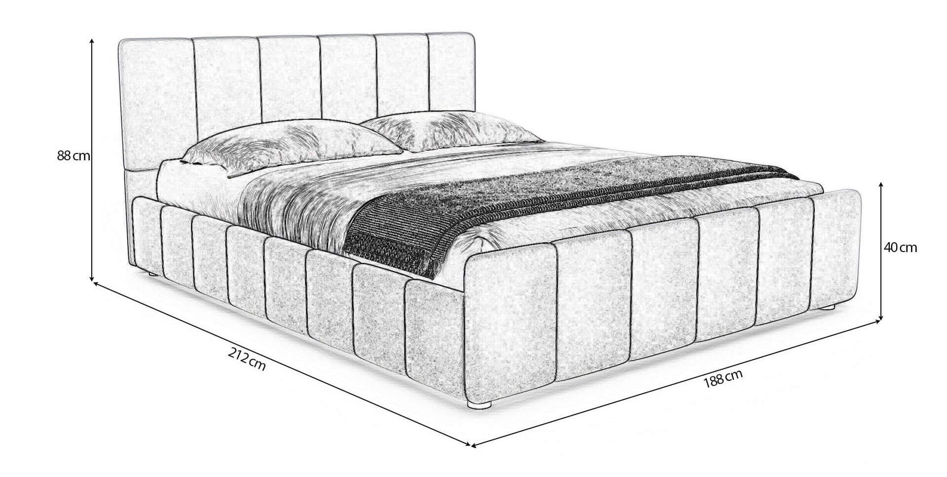 Wymiary łóżka tapicerowanego welurowego SFG0166 180 × 200 cm