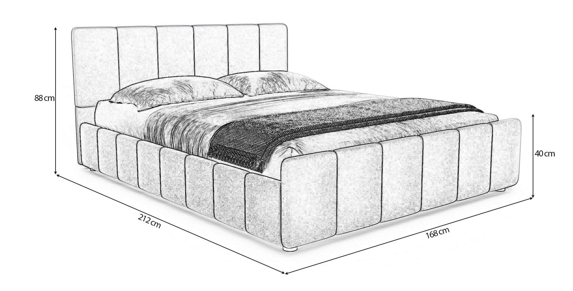 Wymiary łóżka tapicerowanego welurowego SFG0166 160 × 200 cm