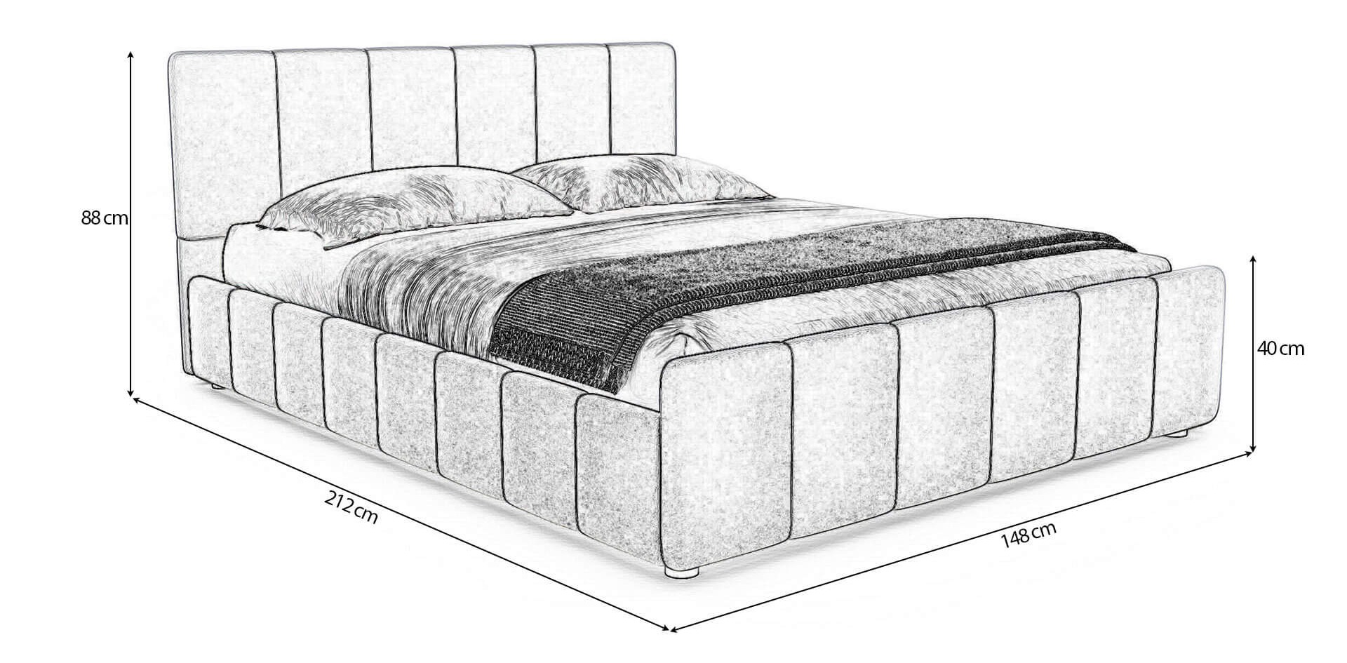 Wymiary łóżka tapicerowanego SFG0166 140 × 200 cm