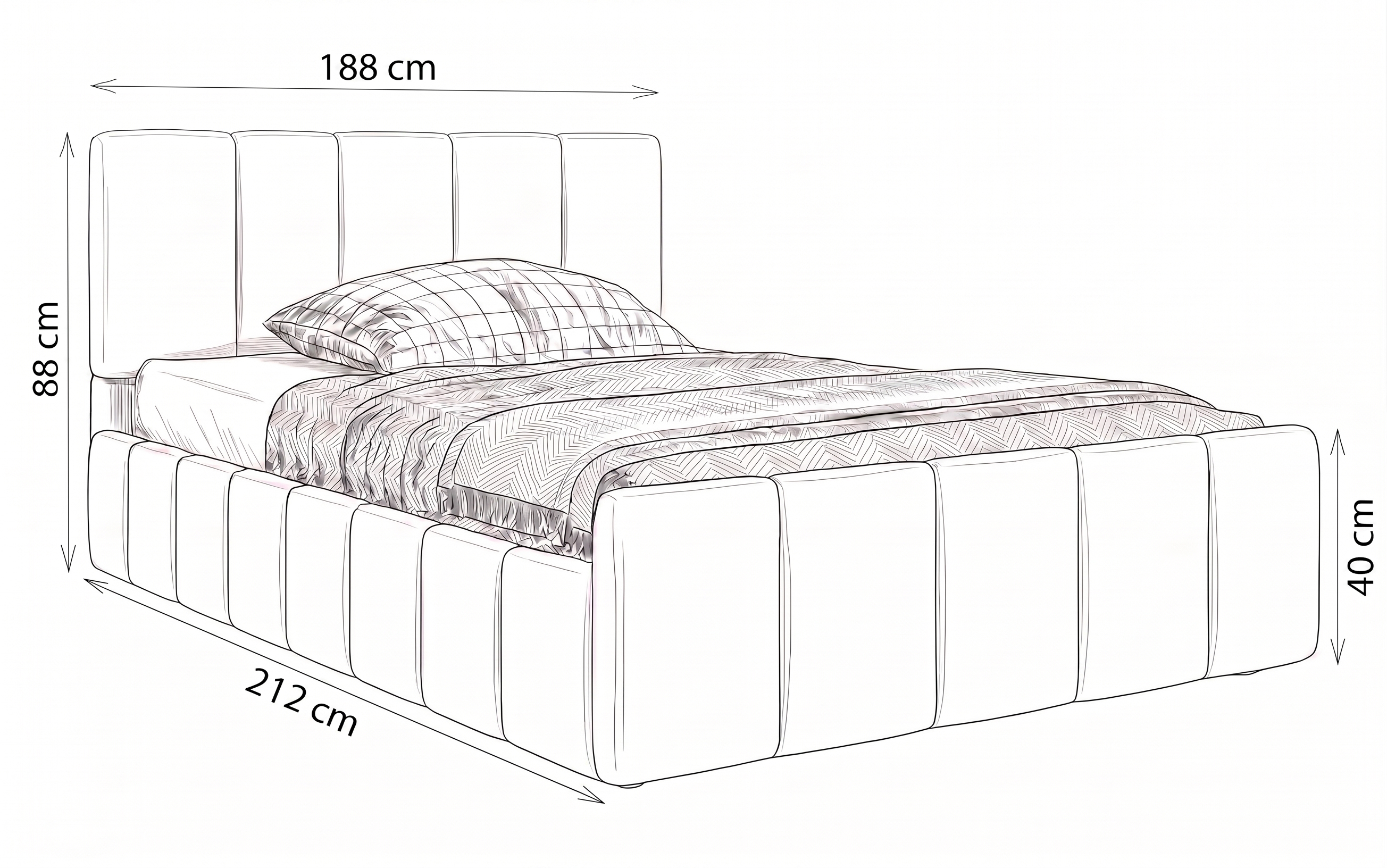 Wymiary łóżka tapicerowanego welurowego SFG0166 180 × 200 cm
