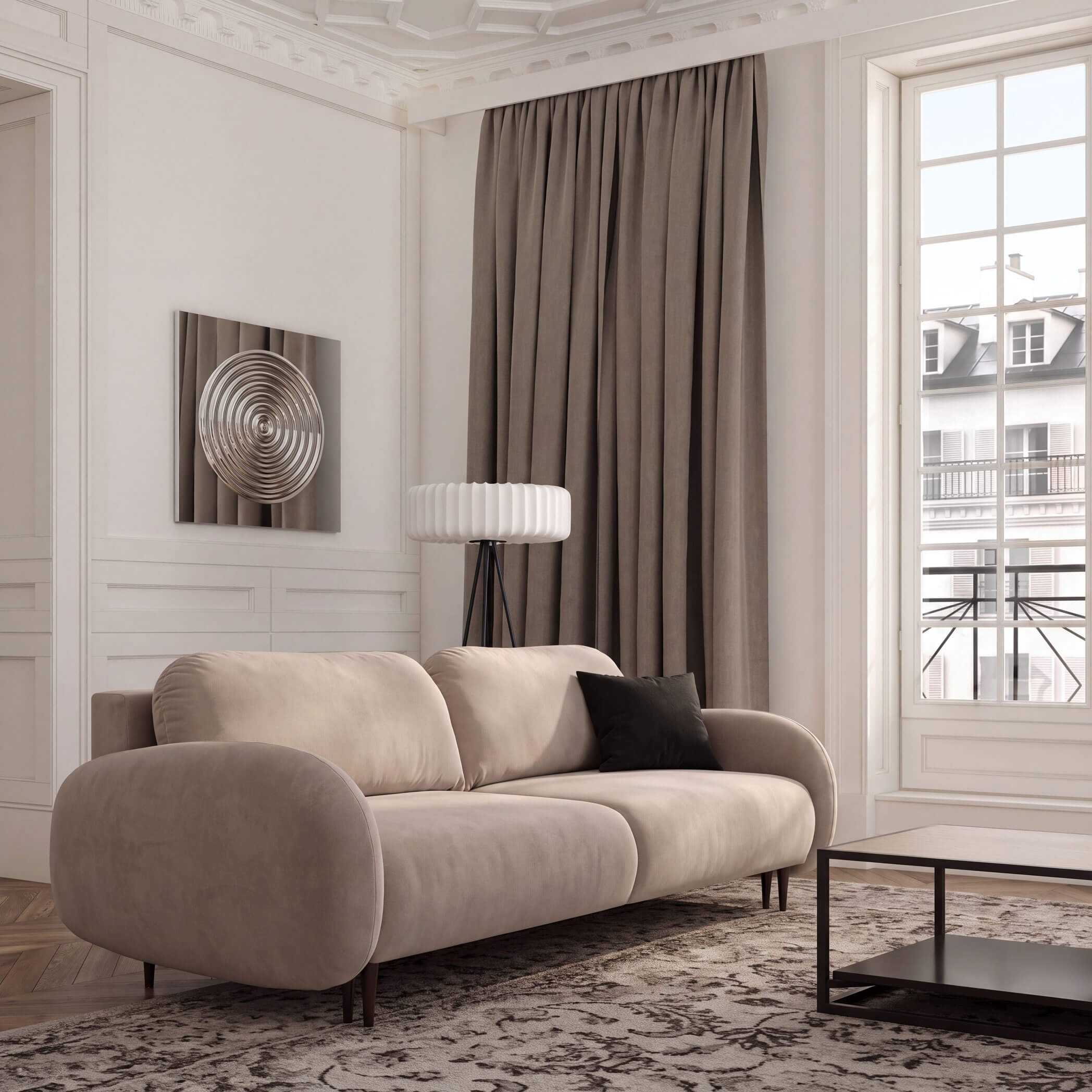 Designerska rozkładana sofa SOFT w obłym kształcie
