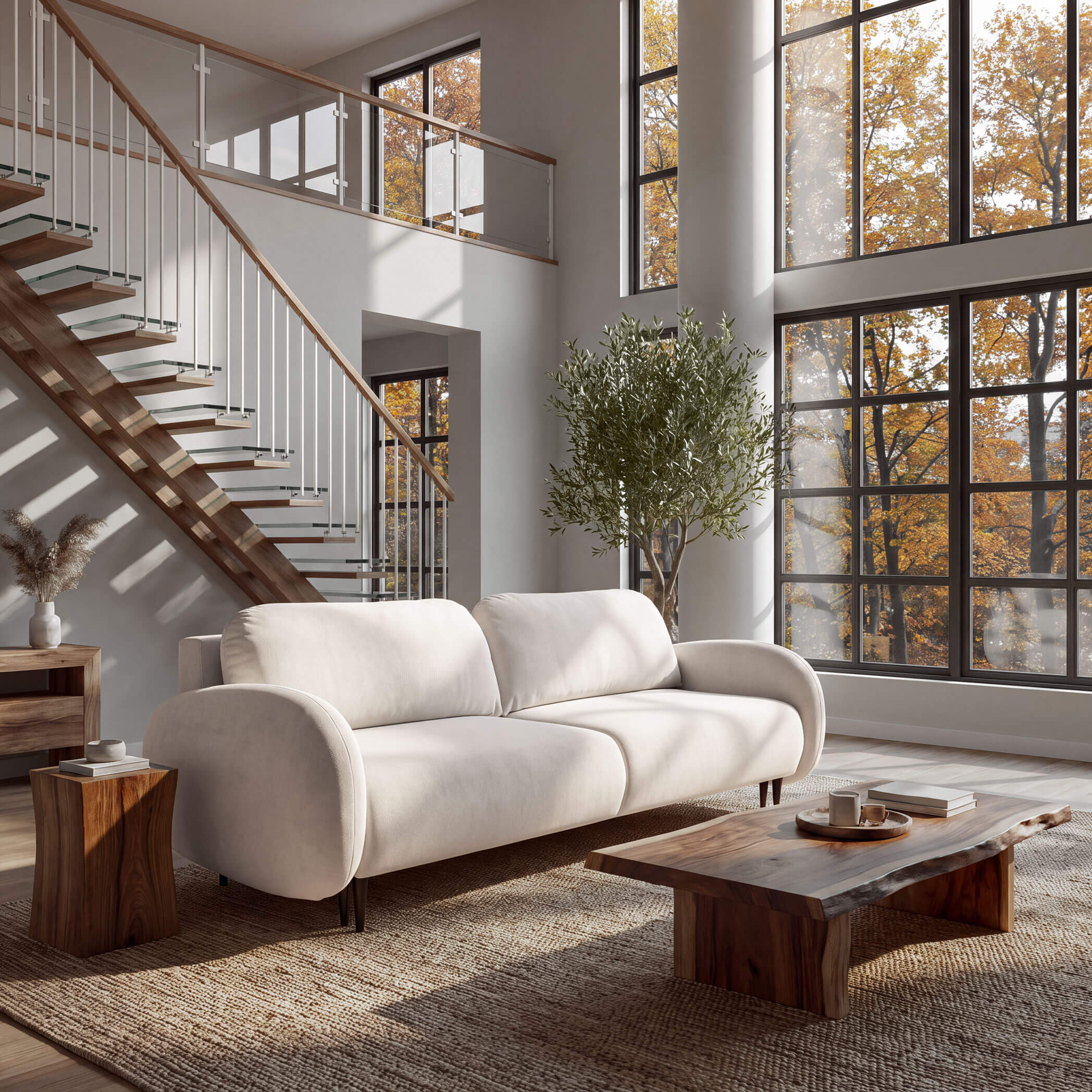 Przytulna sofa SOFT w tkaninie Castel z funkcją spania