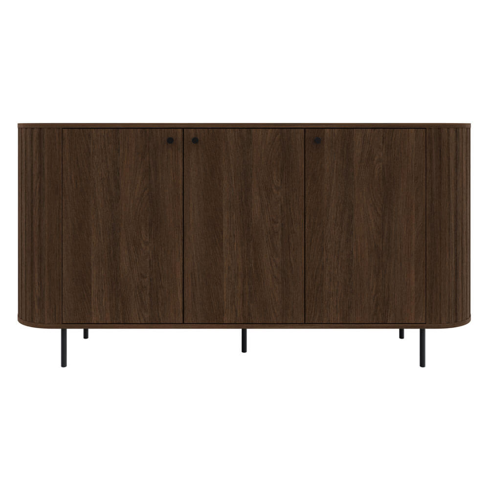 Komoda trzydrzwiowa OVALIO 3F (830) | Dąb Dunin | Czarne nogi