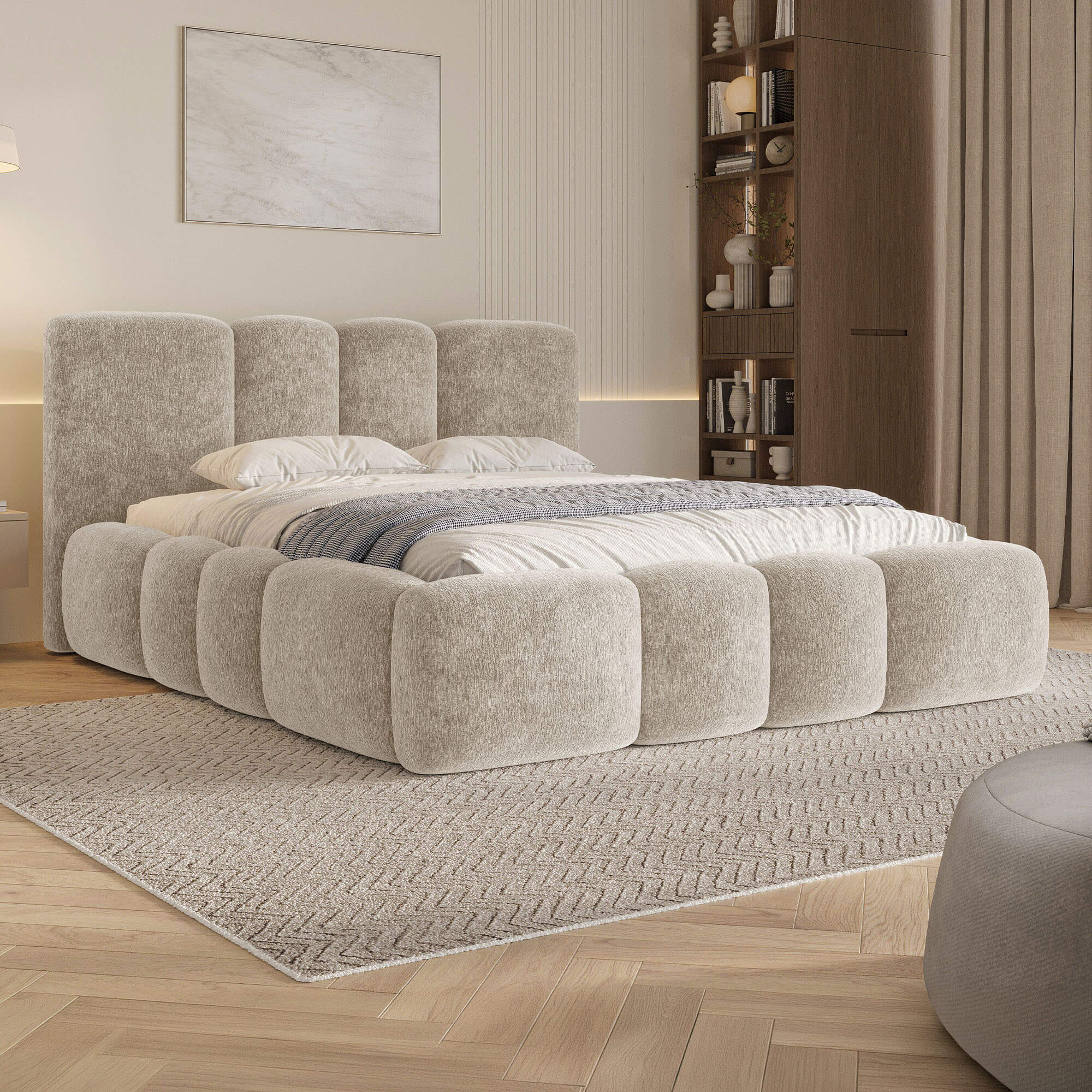 Zdjęcie produktu Łóżko tapicerowane z pojemnikiem ARIA | 140x200 | Kolor do wyboru