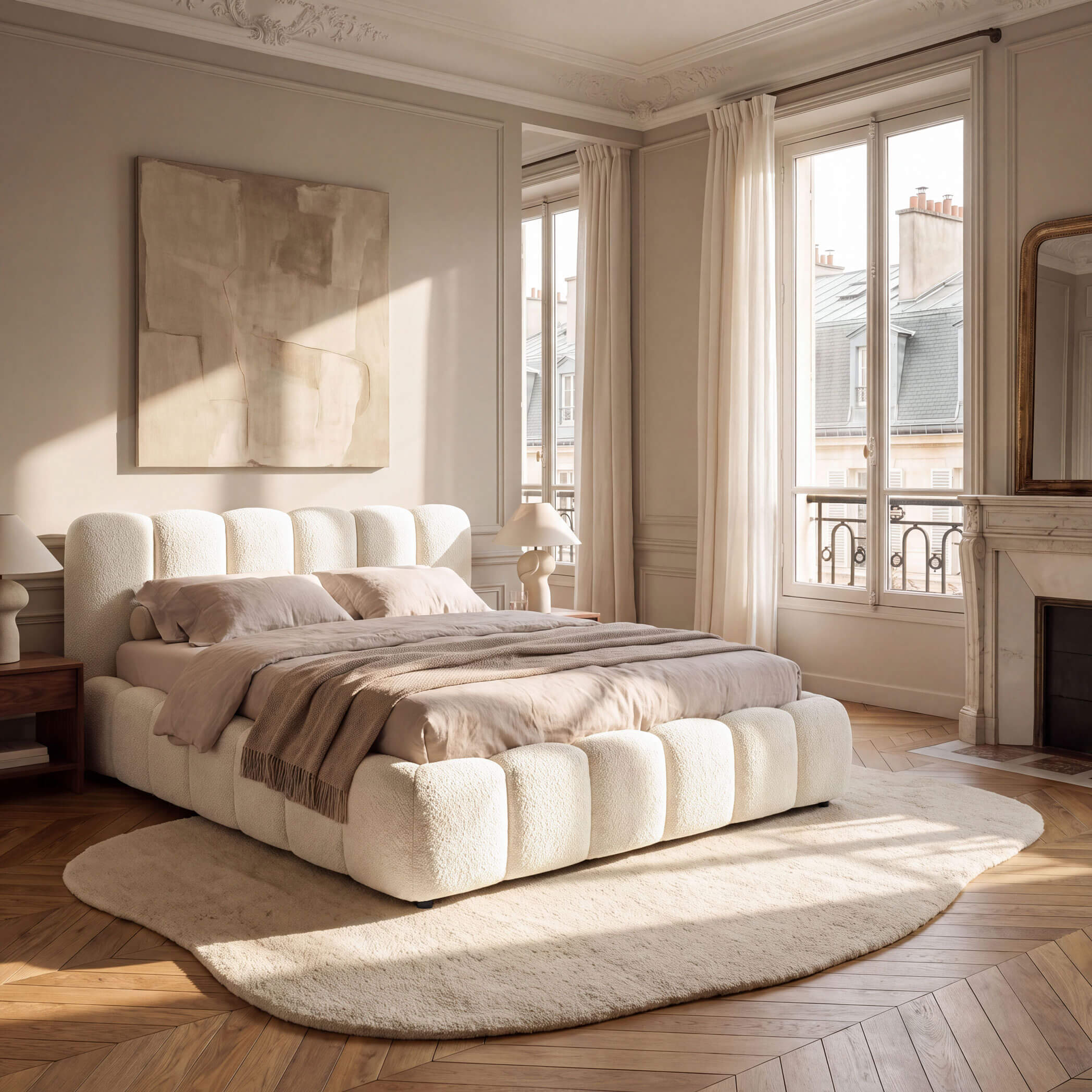 Zdjęcie produktu Łóżko tapicerowane z pojemnikiem 5427G | 160x200 | Boucle | Beż #6