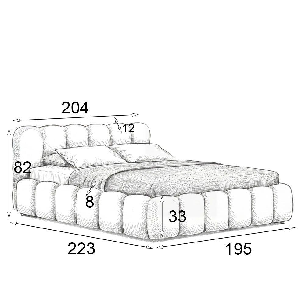 Wymiary produktu Łóżko tapicerowane z pojemnikiem 5427G | 180x200 | Boucle | Beż #6