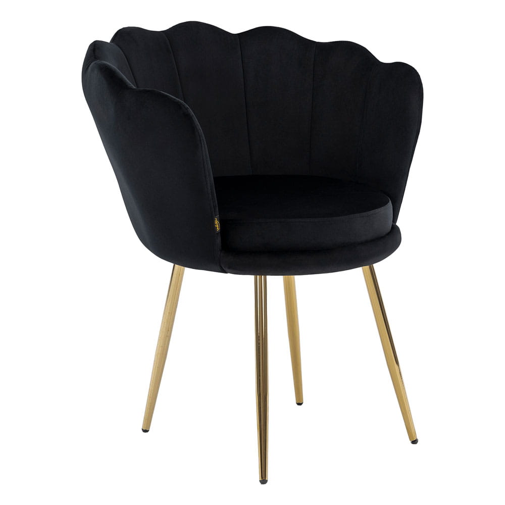 Krzesło SHELL DC-6099 | czarny welur | złota noga | OUTLET