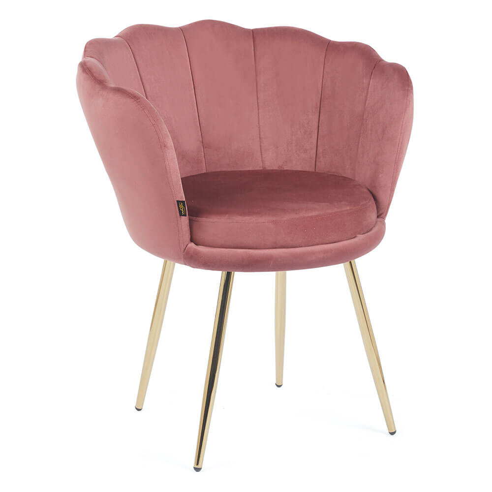 Krzesło SHELL DC-6099 | różowy 44 welur | złota noga | OUTLET