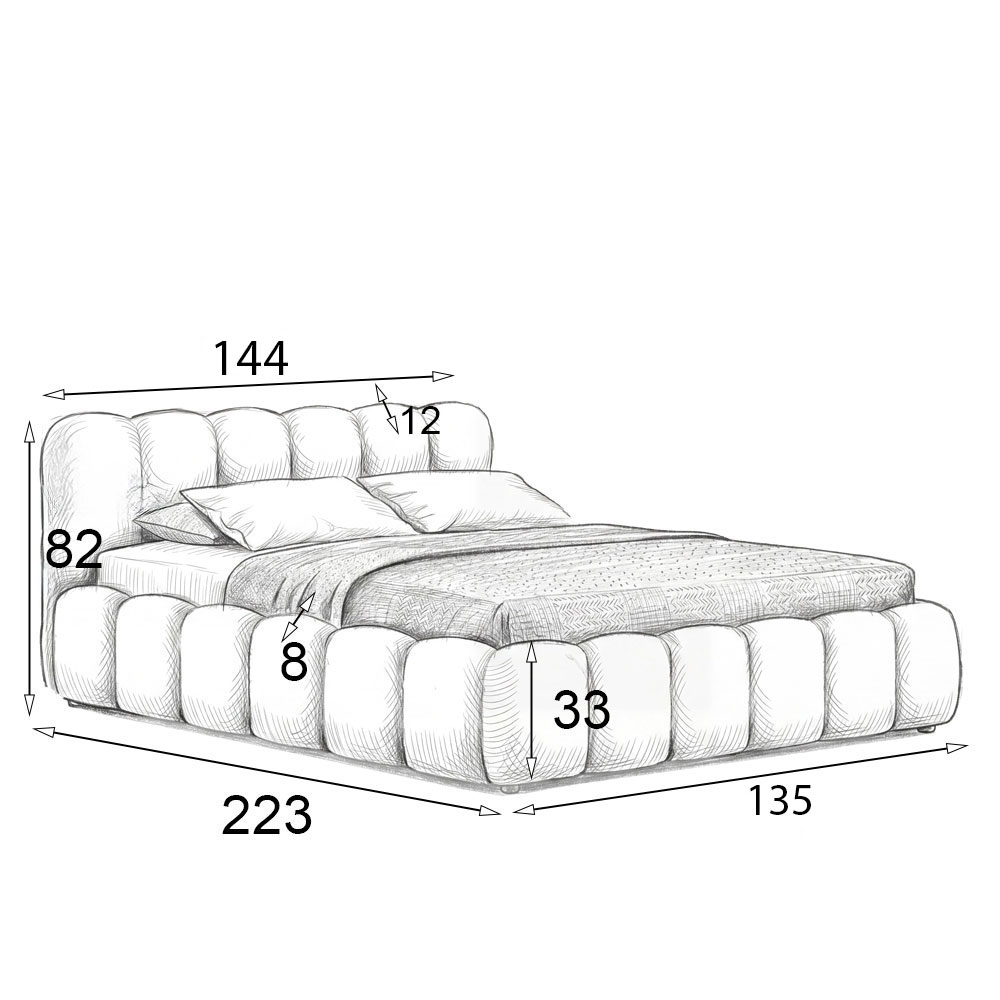 Wymiary produktu Łóżko tapicerowane z pojemnikiem 5427G | 120x200 | Boucle | Biały #6