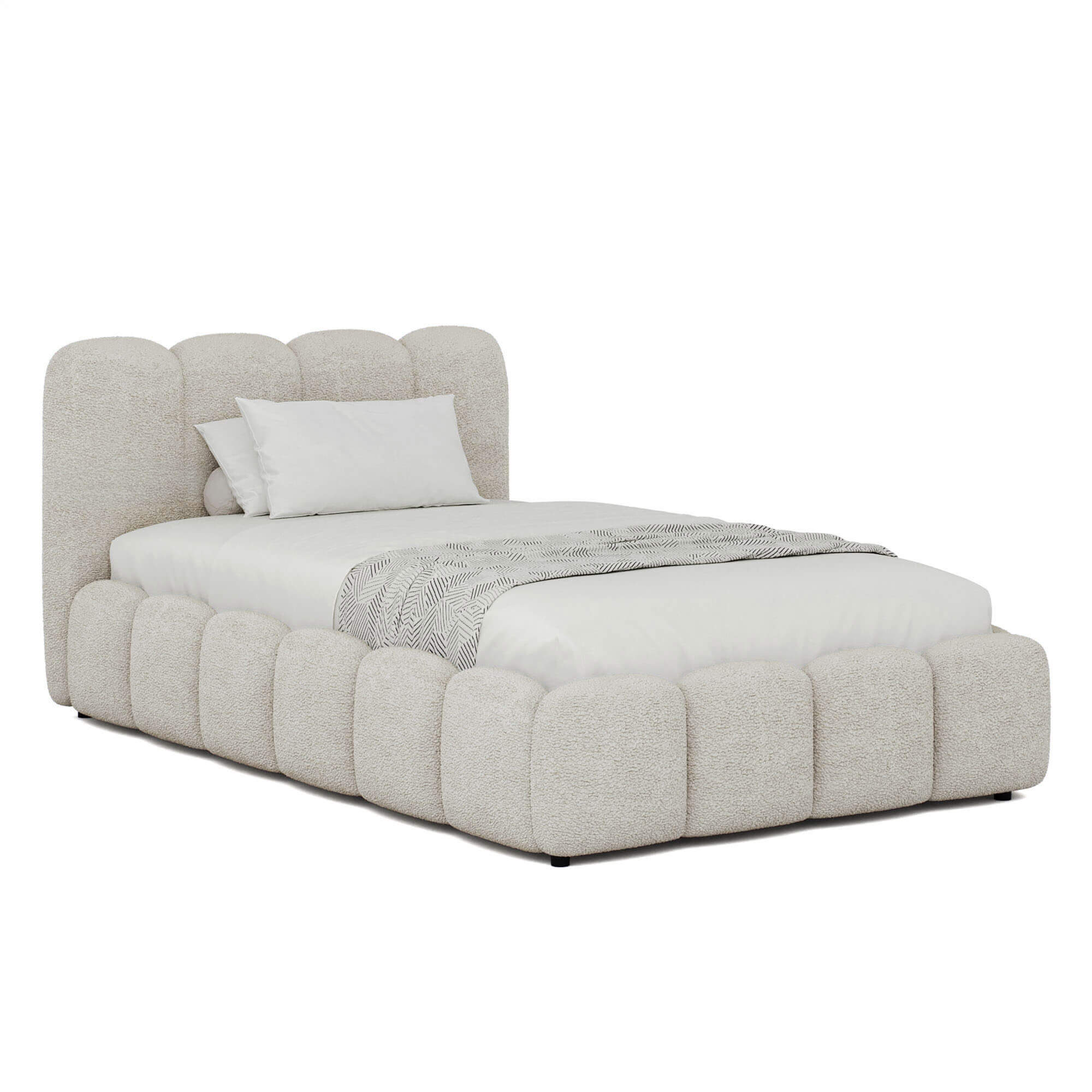 Zdjęcie produktu Łóżko tapicerowane z pojemnikiem 5427G | 120x200 | Boucle | Ecru #33