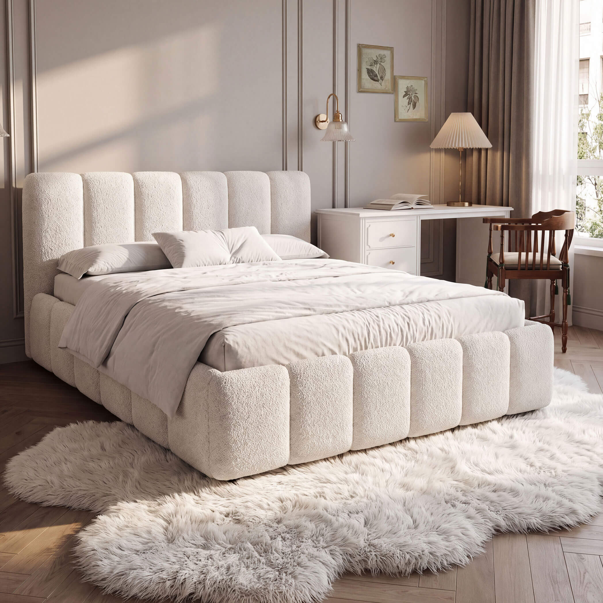 Zdjęcie produktu Łóżko tapicerowane 4792 | 180x200 | Boucle | Biały #6