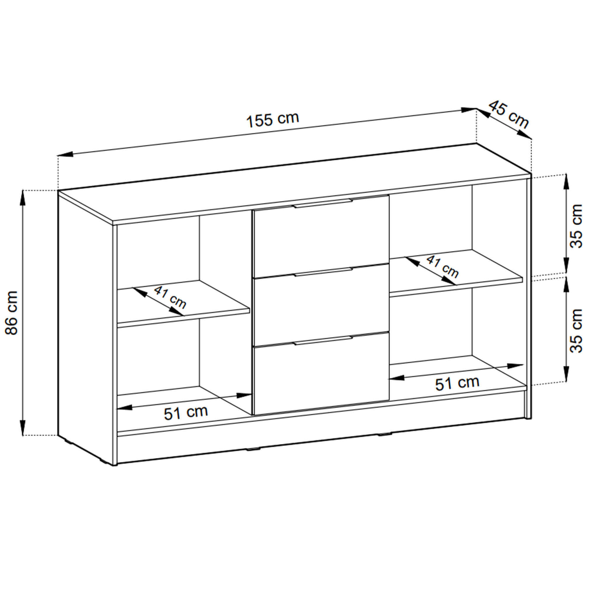 Komoda NELLY 3D Wymiary