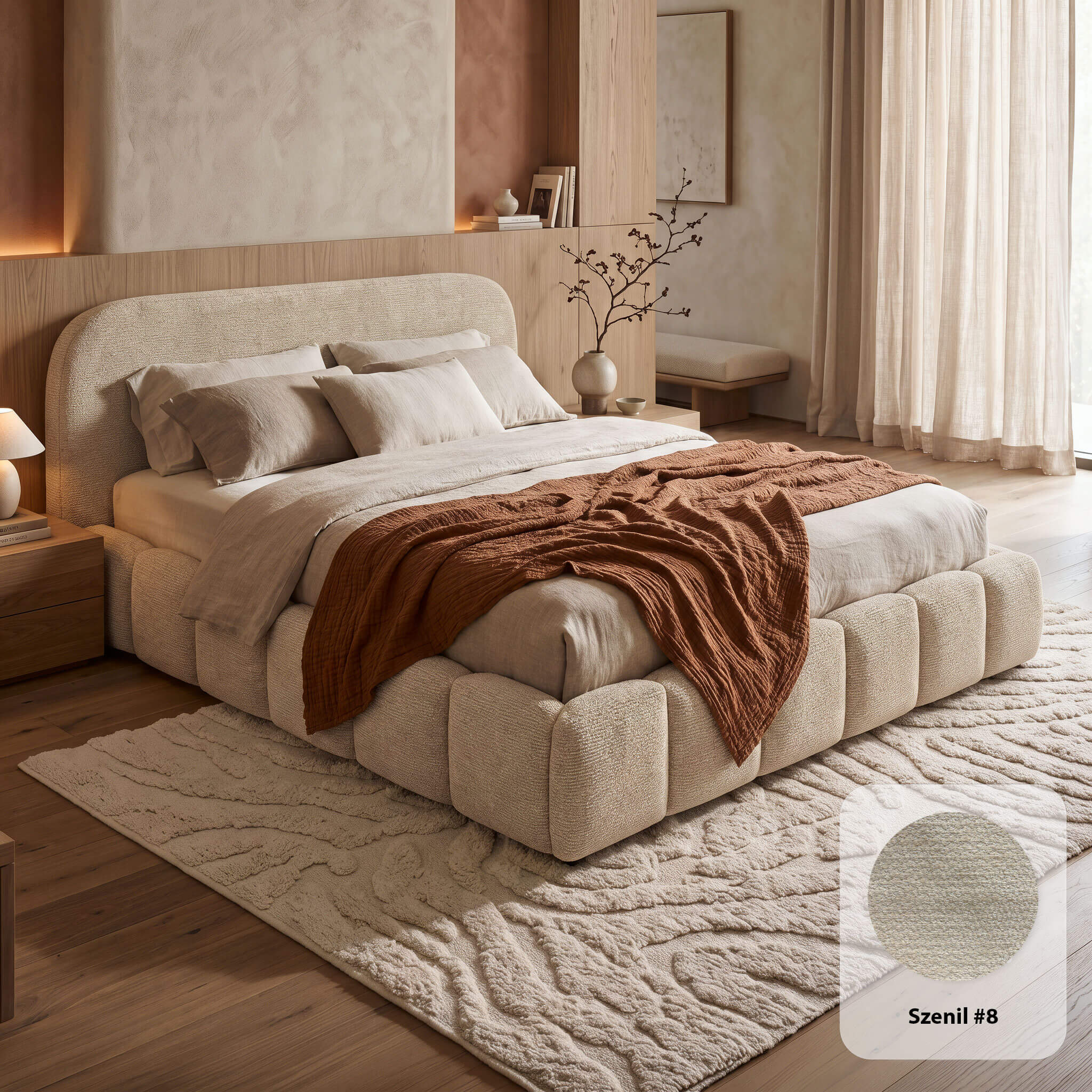 Zdjęcie produktu Łóżko tapicerowane z pojemnikiem SFG0230 | 160x200 | Szenil | Beż #8