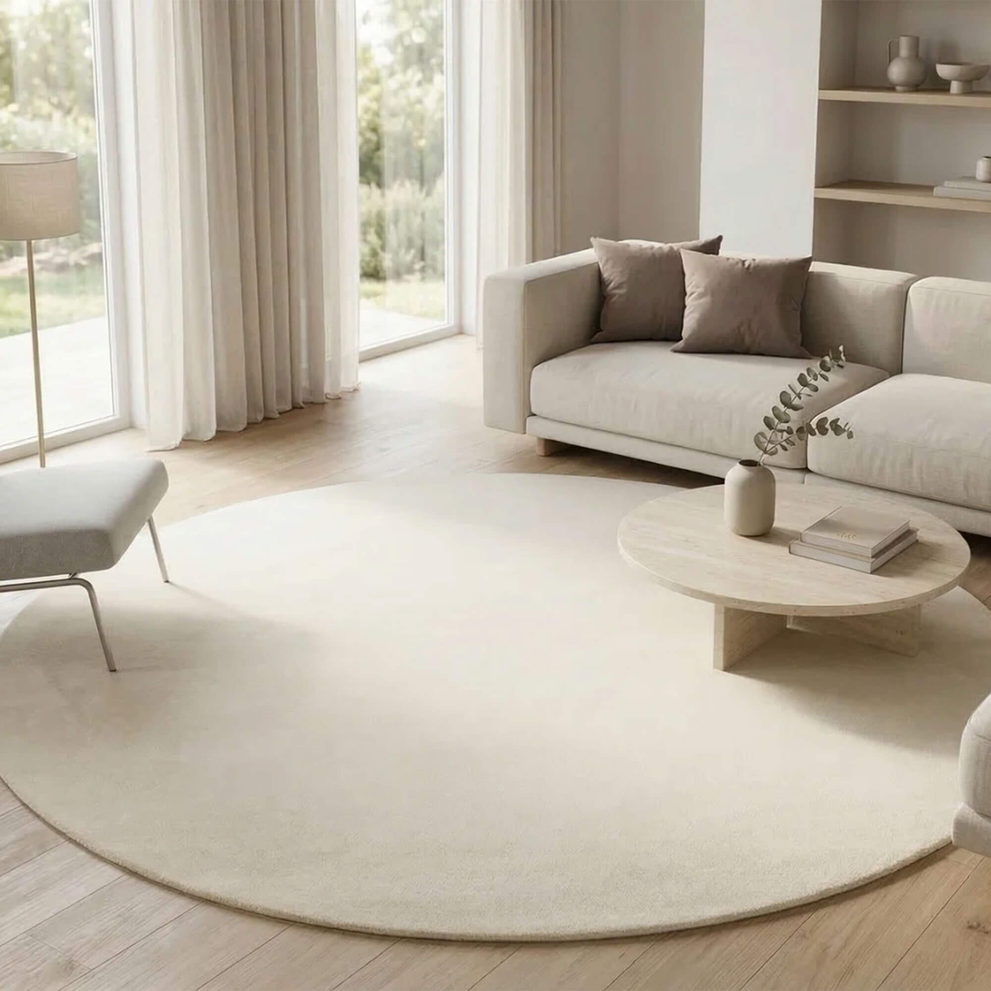 Zdjęcie produktu Dywan wełniany okrągły RIO IVORY ROUND | Kremowy | Ręcznie tkany