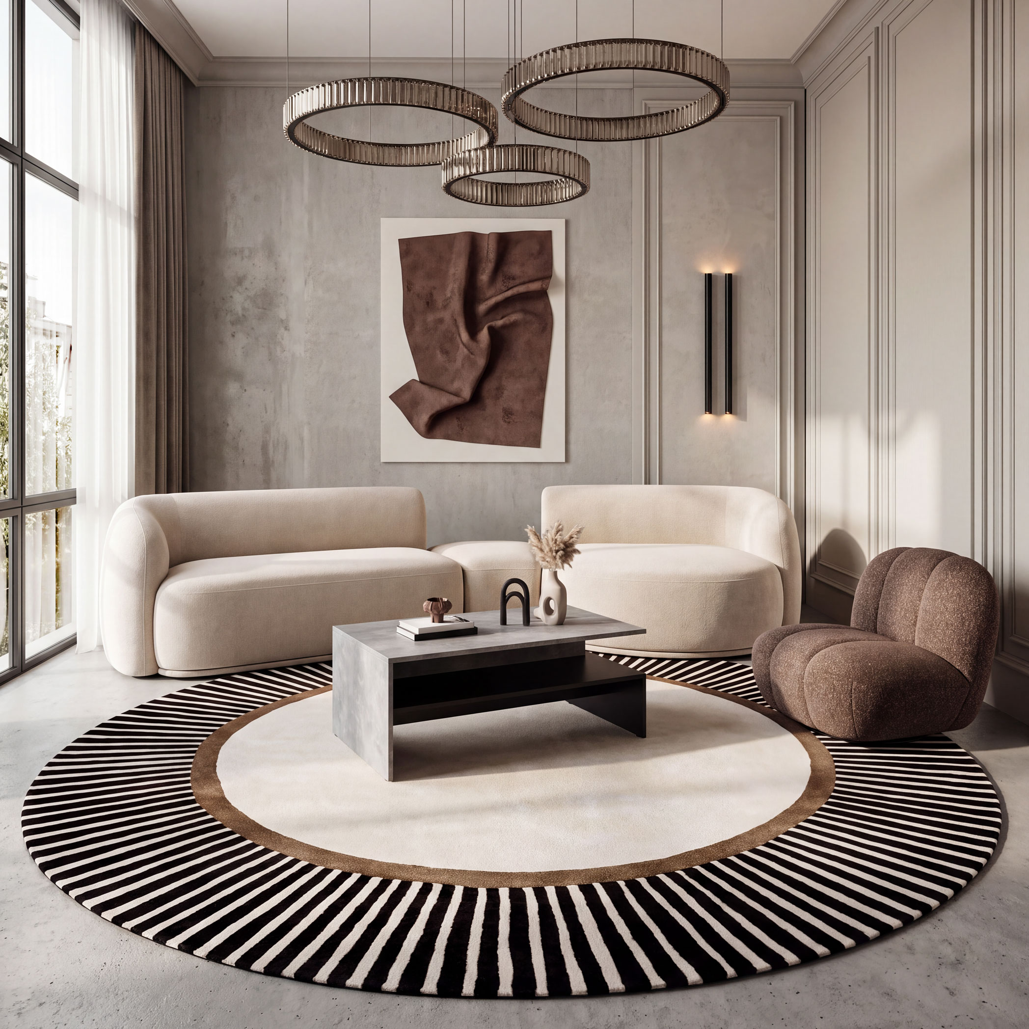 Zdjęcie produktu Dywan okrągły AMBER BEIGE ROUND | Ręcznie tkany
