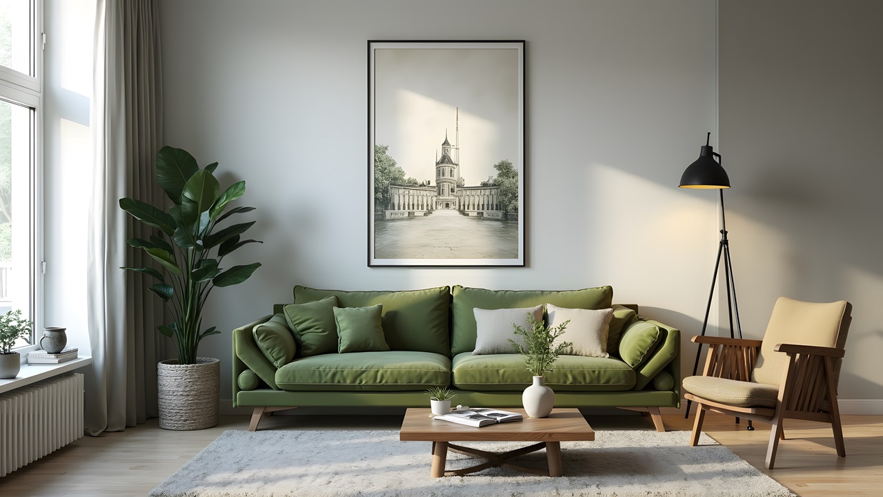 Zielona sofa jako centralny punkt salonu – jak ją wyeksponować?